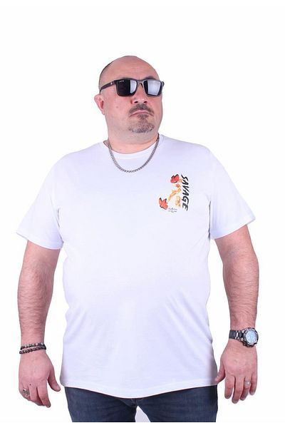 MocGrande Μπλουζάκι με λαιμόκοψη σε μεγάλο μέγεθος Savage 23101 Λευκό
