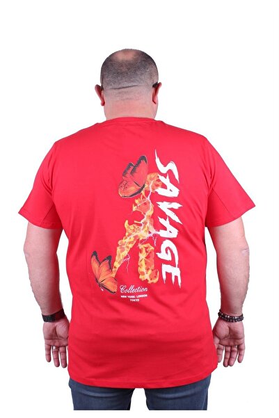 MocGrande Large Size Crew Neck T-Shirt Savage 23101 Red