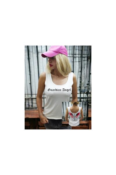 LARİSA COLLECTİON Kalin Askılı Baskılı Kolsuz Tişört S/3xl