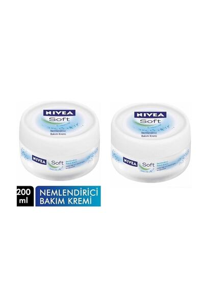 NIVEA Soft Krem 200 Ml Nemlendirici Bakım Yüz Kremi 4005808890507 (2 Adet)