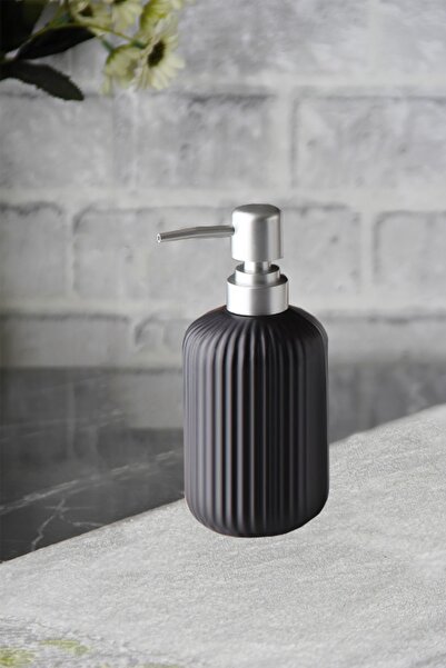 İLİVA Lüks Siyah Sıvı Sabunluk - Sıvı Sabun Ve Bulaşık Deterjanı Şişesi, Çizg...