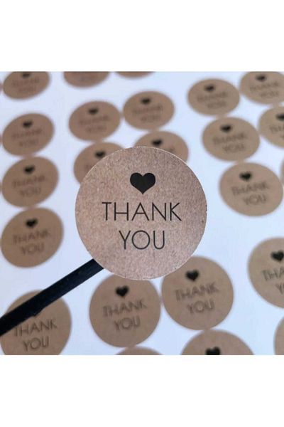 gg gençgirişimci Coated Sticker - Thank You - (3x3 cm) 50 Pieces Kraf Look