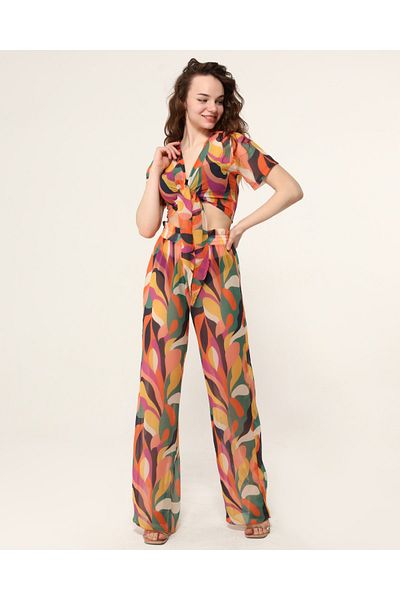 Bolder Nico Crop Set mit Orange Leaf Beach Pants