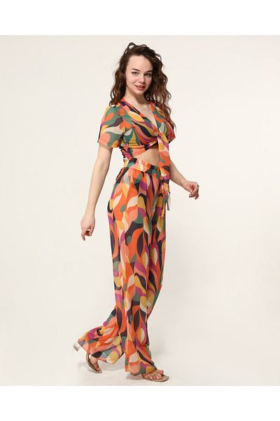 Bolder Nico Crop Set mit Orange Leaf Beach Pants