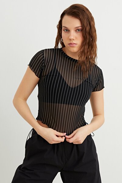 Bipantolon Γυναικεία λευκή ράβδος με στάμπα με λαιμόκοψη με κοντό μανίκι Baby...