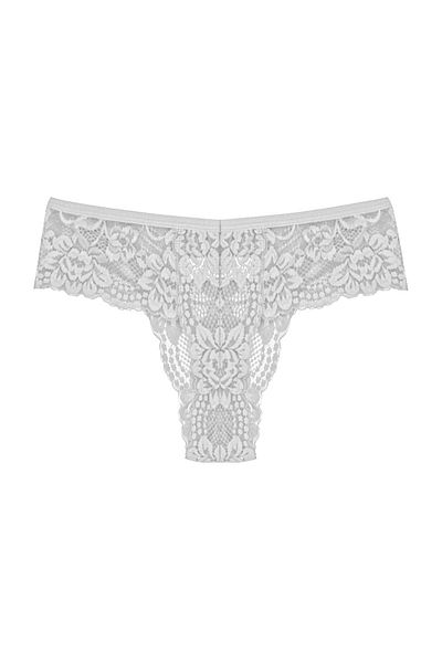 Zena Chiloți tanga damă cu dantelă albă mărime mare