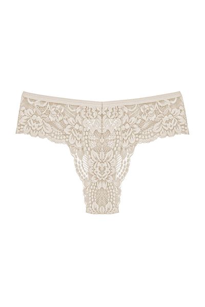 Zena Large Size Ecru Lace Women's Thong Panties