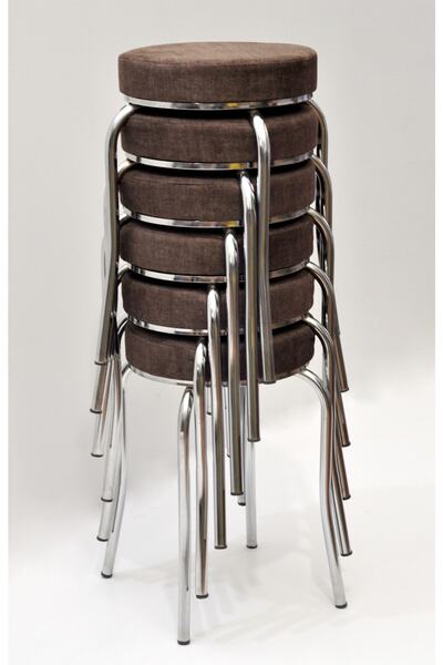 TABURECİM Tabure (6 Adet) Krom Ayaklı, Mina Kumaş, Metal Ahtapot Ayak Aygl-177