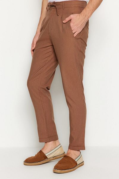 Trendyol Collection Καφέ λινό - Relaxed Fit Double Leg Trousers TMNSS23PL00040