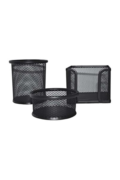 Stilo مجموعة ماساسيتي معدنية شبكية سوداء مكونة من 3 قطع (في صندوق)