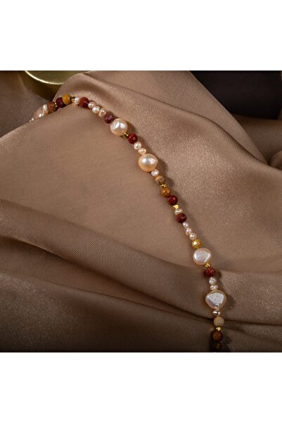 OSMANLI DOĞAL TAŞ Inci-jasper Doğal Taş Altın Kaplama Kapama Kolye