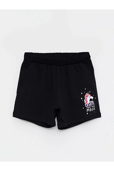 LC Waikiki Dívčí kraťasy Black&small Basic s elastickým pasem
