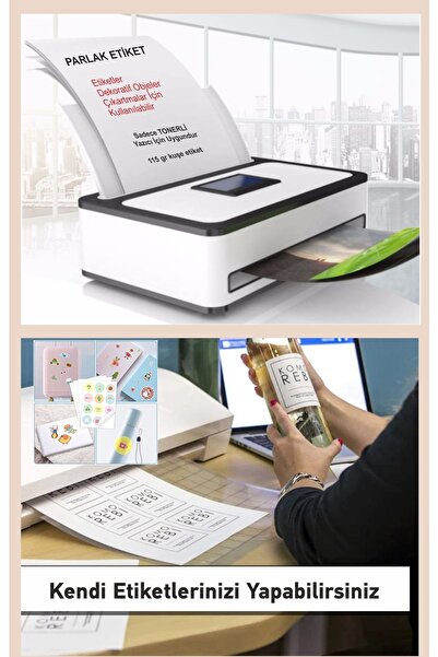 Hsn Parlak Kuşe A4 Etiket 50 Adet Yapışkan Sticker