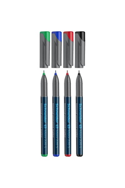 SEYFİKİRTASİYE Schneider Maxx 220 Asetat Kalemi S Uç 4 Renk Set Permanent Kalem Siyah Mavi Yeşil Kırmızı