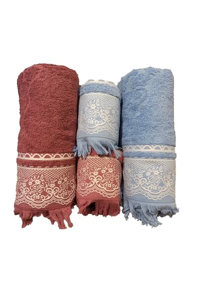 ŞENER HOME Σετ μπάνιου 4 τεμαχίων - με κρόσσια, πετσέτες μπάνιου και κεφαλιού...