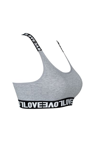 HNX Γκρι βαμβακερό Love Rubber Ring Λεπτομερές γυναικείο μπουστάκι με επένδυση