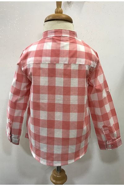 Çikoby Baby Boy Pink Checkered Shirt