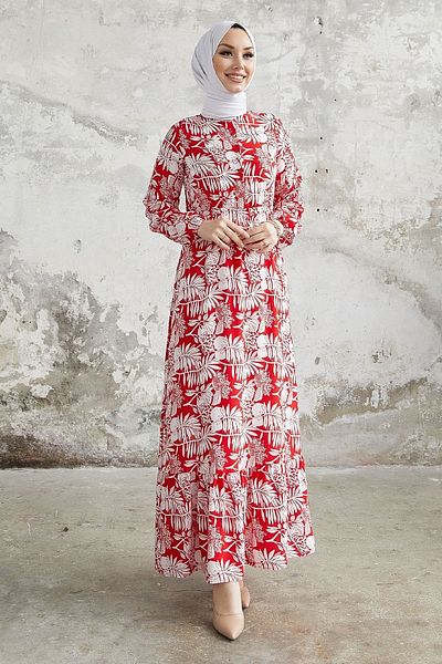 InStyle Φόρεμα Fale Complex Leaf Viscose - Κόκκινο