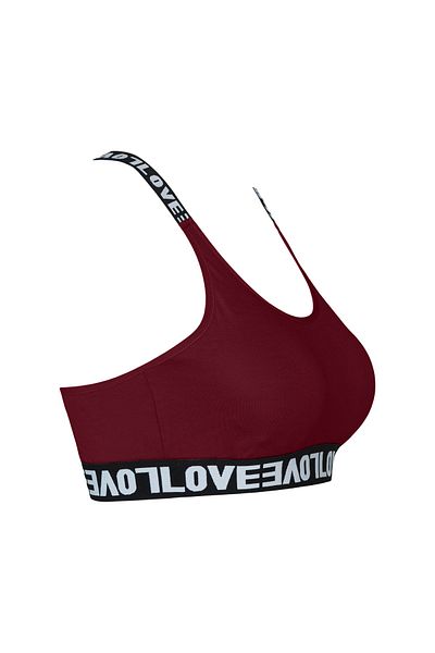 HNX Bustieră de damă din bumbac roșu Claret Love cu inel de cauciuc