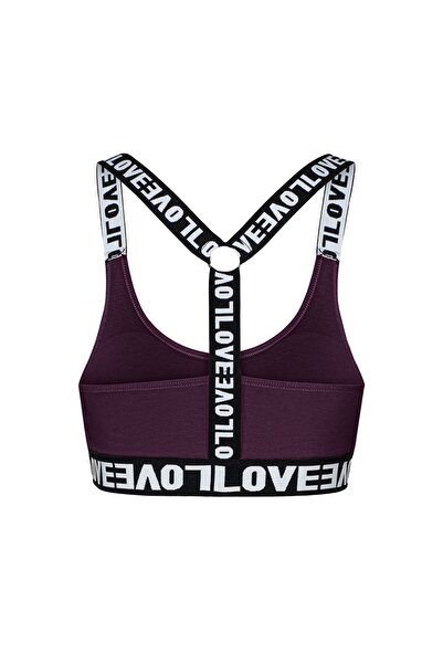 HNX Purple Cotton Love Rubber Ring Detailed Women's Bustier with Pads