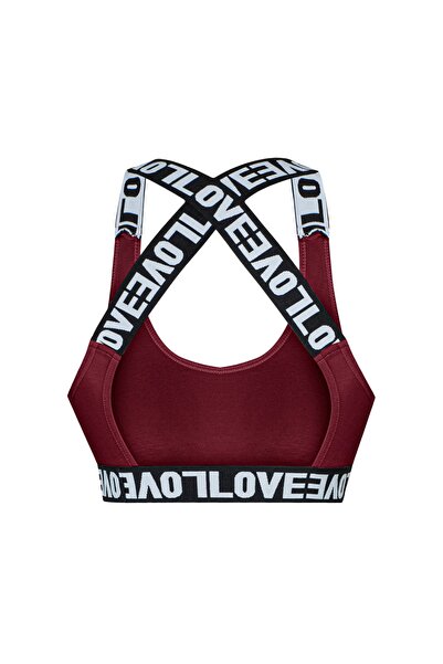 HNX Burgundy Cotton Love Rubber Cross Strap Padded Women's Bustier