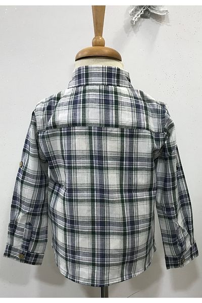 Çikoby Baby Boy Nefti-Navy Blue Checked Shirt