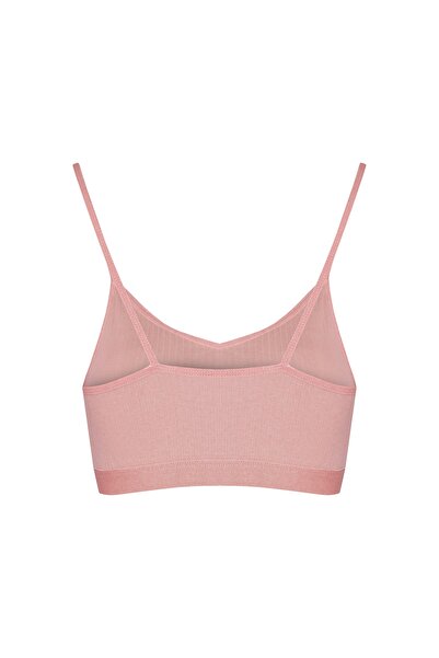 HNX Дамско бюстие с тънки презрамки и подплънки от норка