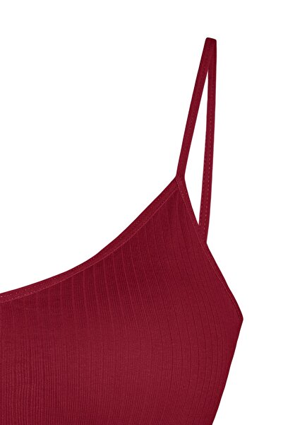 HNX Burgundy Camisole Thin Strap Padded Women's Bustier