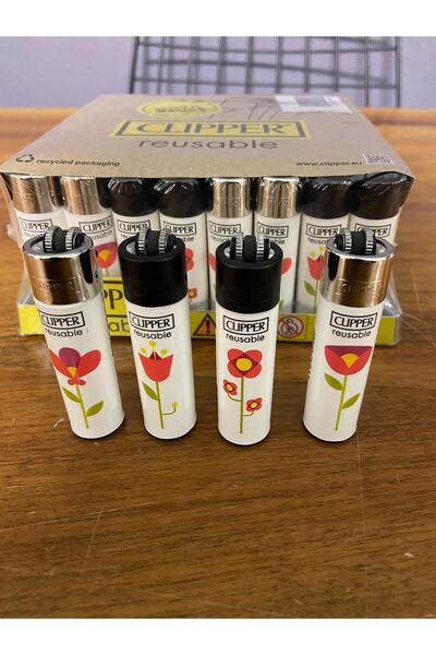 Clipper Gül Desenli 4 Lü Çakmak Seti