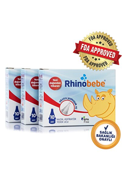 Rhinobebe Bebek Burun Aspiratörü Yedek Uç Tüm Markalar Ile Uyumlu 3 Paket Skt: 07/2029