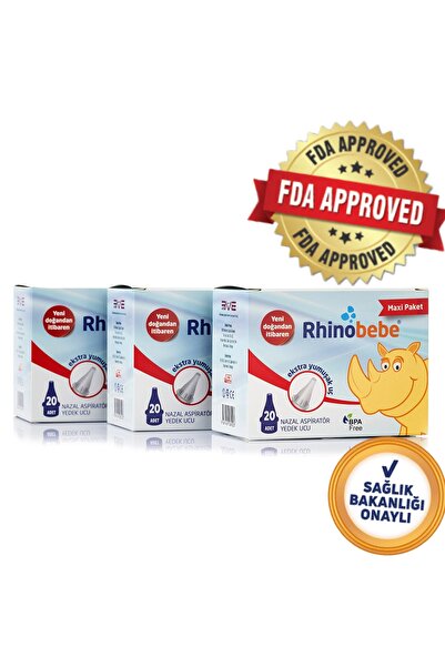 Rhinobebe Bebek Burun Aspiratörü Yedek Uç Tüm Markalar Ile Uyumlu 3 Paket (60...