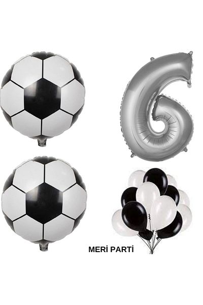 MERİ PARTİ Age Balloon Black and White - Themed Birthday Party Set