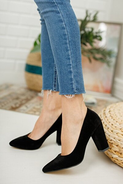 EnZEnes Kadın Yüksek Kalın Topuk Süet Ayakkabı