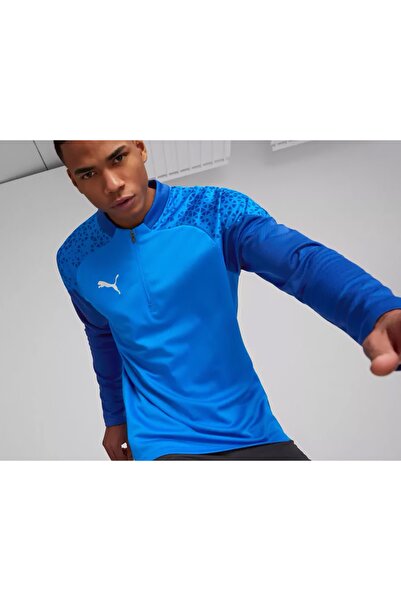 Puma Teamcup Training 1/4 Zip Top Erkek Futbol Uzun Kollu Antrenman Üstü 65798202 Mavi