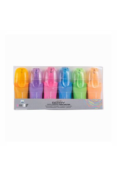 Serve Berry 6-Piece Mini Highlighter Pastel Pen Set