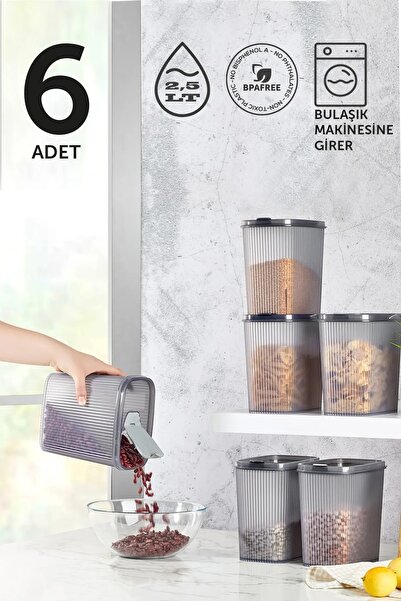 Trouvaille Food Container Practical Lid 2.5 Lt Pulses Storage Container X 6 Pieces