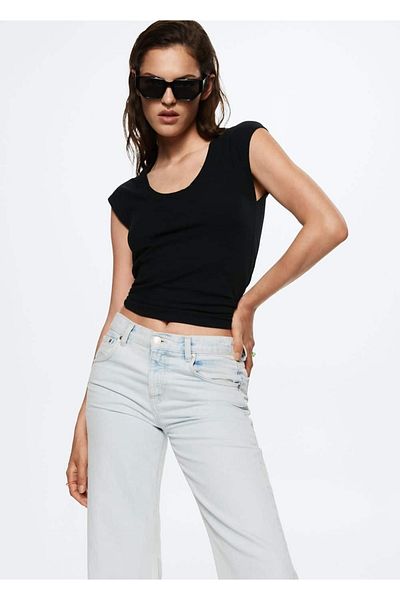 MANGO Woman Einfaches geripptes T-Shirt