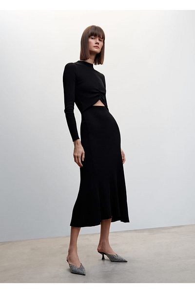 MANGO Woman Side Slit Knitwear Dress