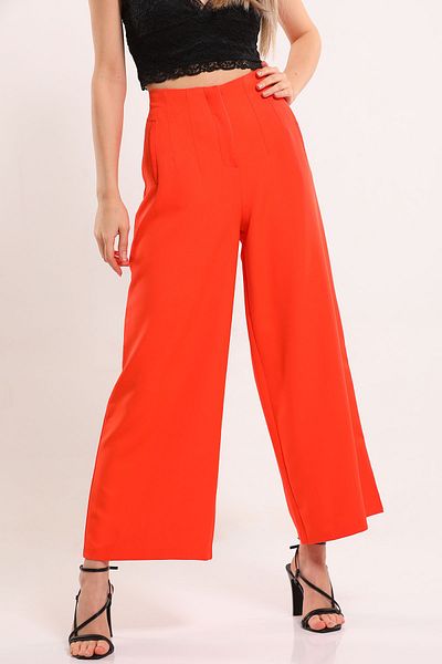 GÜLSELİ Orange Women's Comfortable Wide Leg Trousers