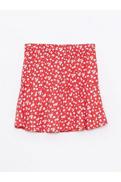LC Waikiki Patterned Poplin Girls Skirt with Elastic Waist