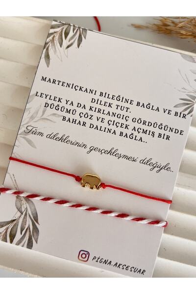 Marteniçka Dilek Bilekliği Ve Fil Kırmızı Ip Bileklik