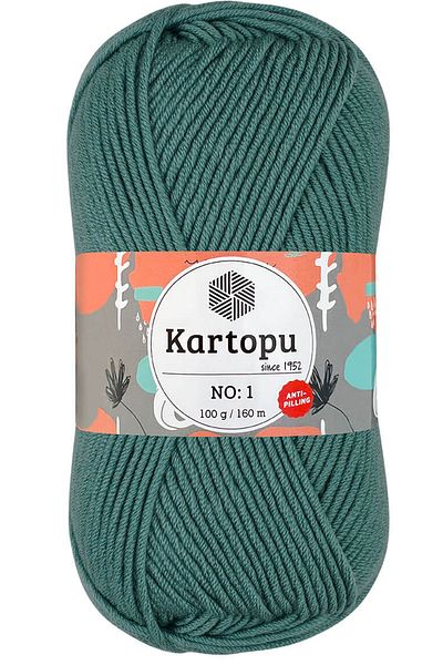 Kartopu No:1 Χειροποίητο νήμα πλεξίματος κατά του πιτσιλίσματος Mint Green K493