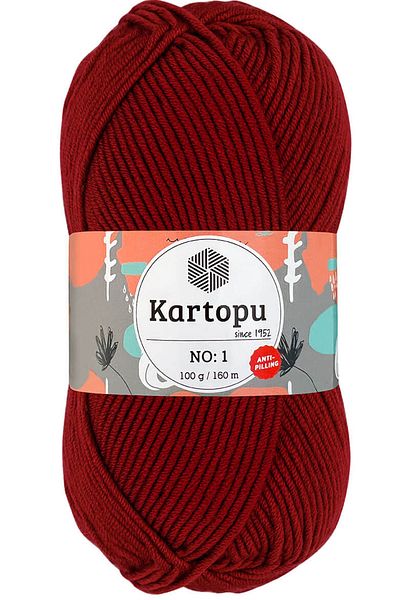 Kartopu رقم: 1 خيوط الحياكة اليدوية المضادة للبيلينغ باللون الأحمر K125
