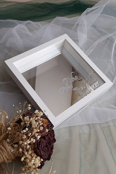 Verda Çerçeve 25x25 Cm Verda Memorial Silver Grounded Frame-7 Cm Depth Memorial Frame Rose Box