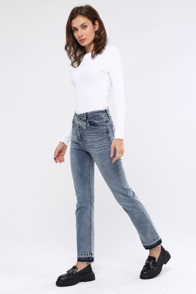 Francescabutik Pantaloni de damă cu talie înaltă