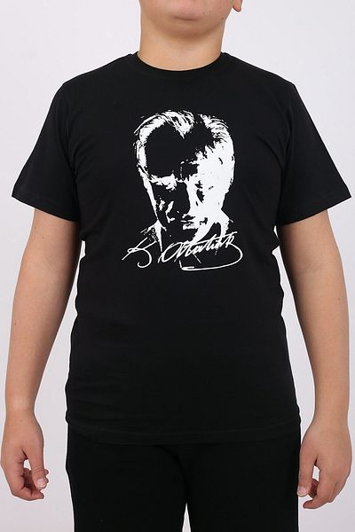 Çiggo Kids Tricou pentru copii cu imprimeu Ataturk Alb Roșu Negru - Bumbac, Unisex