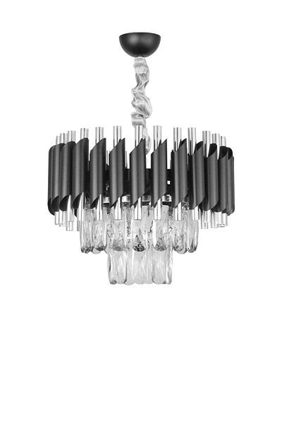 Avizemoda Palmira 35' Prism Cut Crystal Stone Luxury Chandelier - ( Black - Chrome )