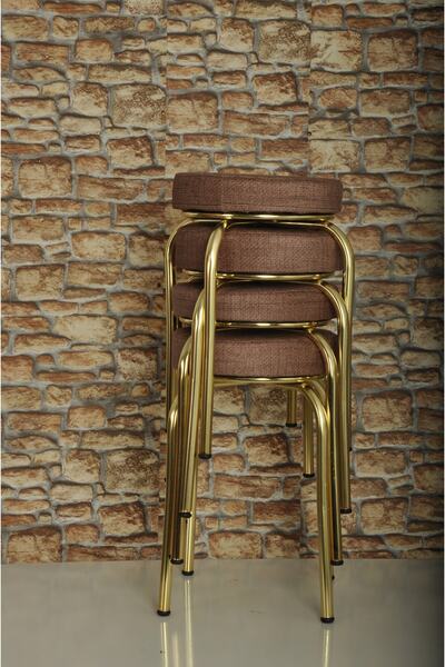 AKK TİCARET 4 Adet Kahverengi Desenli Renkli Kumaş Gold Nikelajlı Demir Tabur...