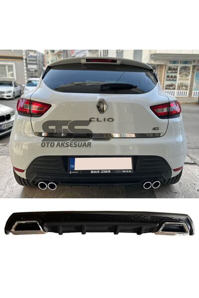 STS Oto Aksesuar Renault Clio 4 Difüzör Arka Tampon Eki 2 Egzoz Çıkışlı Siyah...