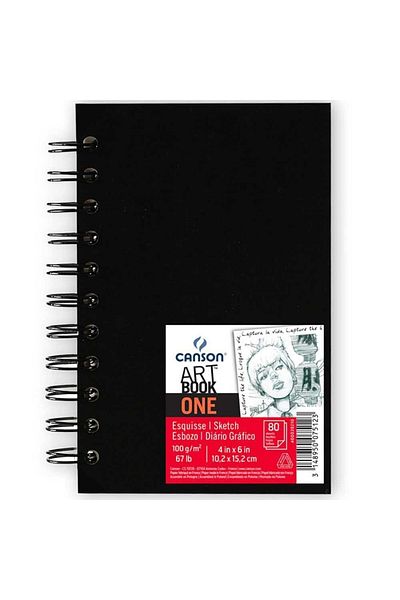 Canson Art Book One Hard Cover Spiral Sketch Drawing Notebook 100 Gr10.2x15.2 cm80 Sheets